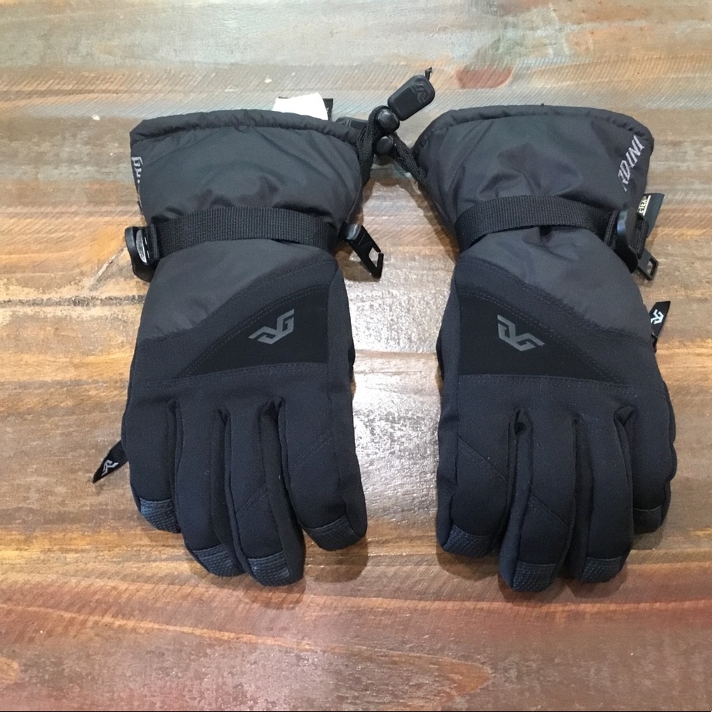 Gordini black ski snowboard fleece lined gloves Jr. S